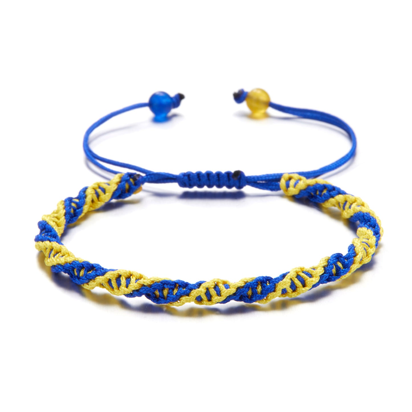 Hand-woven Ukrainian-themed gold-plated enamel sunflower bracelet
