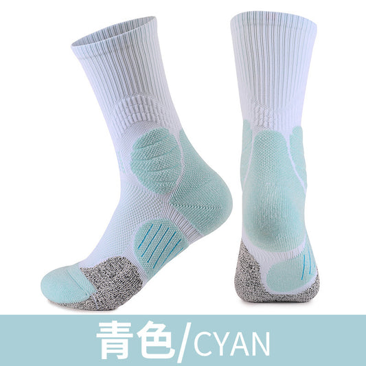 專業籃球襪防滑加厚緩震毛巾底中筒跑步襪透氣網眼男士運動襪
