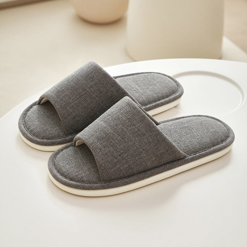 日式木地板四季無印棉麻亞麻布室內家居拖鞋