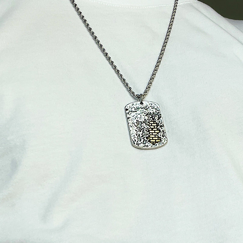 復古守護吊墜男潮軍牌輕奢小眾潮牌男項鍊個性潮流百搭項墜男