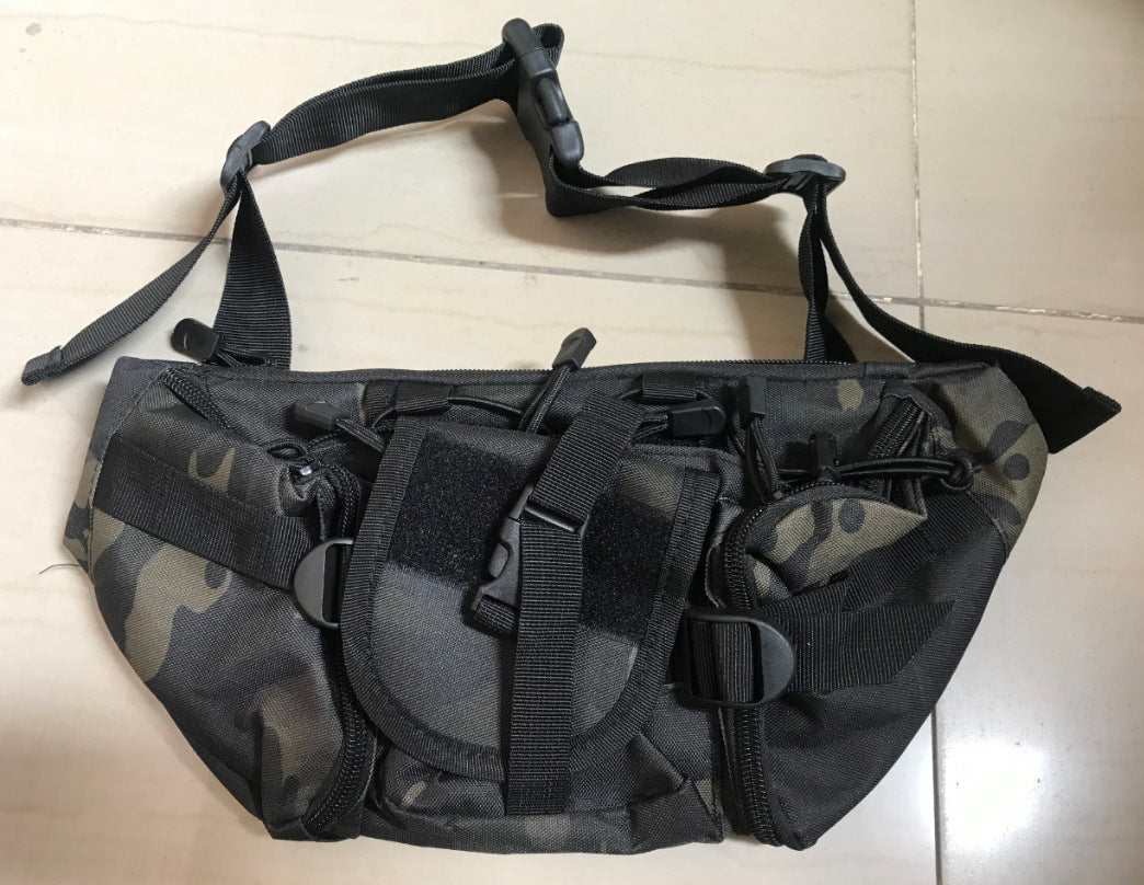 潮流戶外運動釣魚多功能迷彩防水腰包胸包
