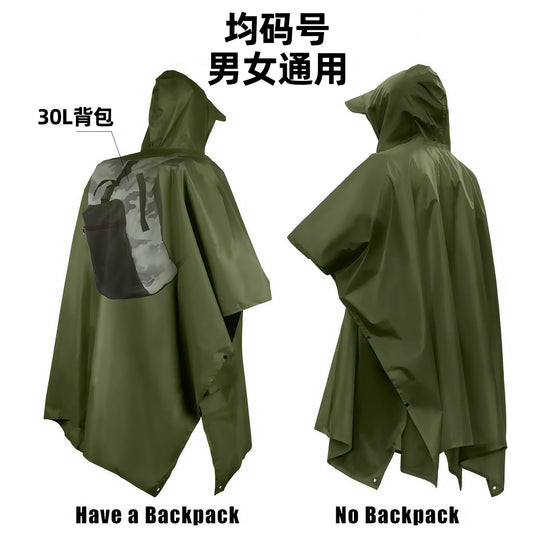 斗篷雨衣天幕多功能三合一地席背包登山戶外迷彩戰術連帽斗篷雨披