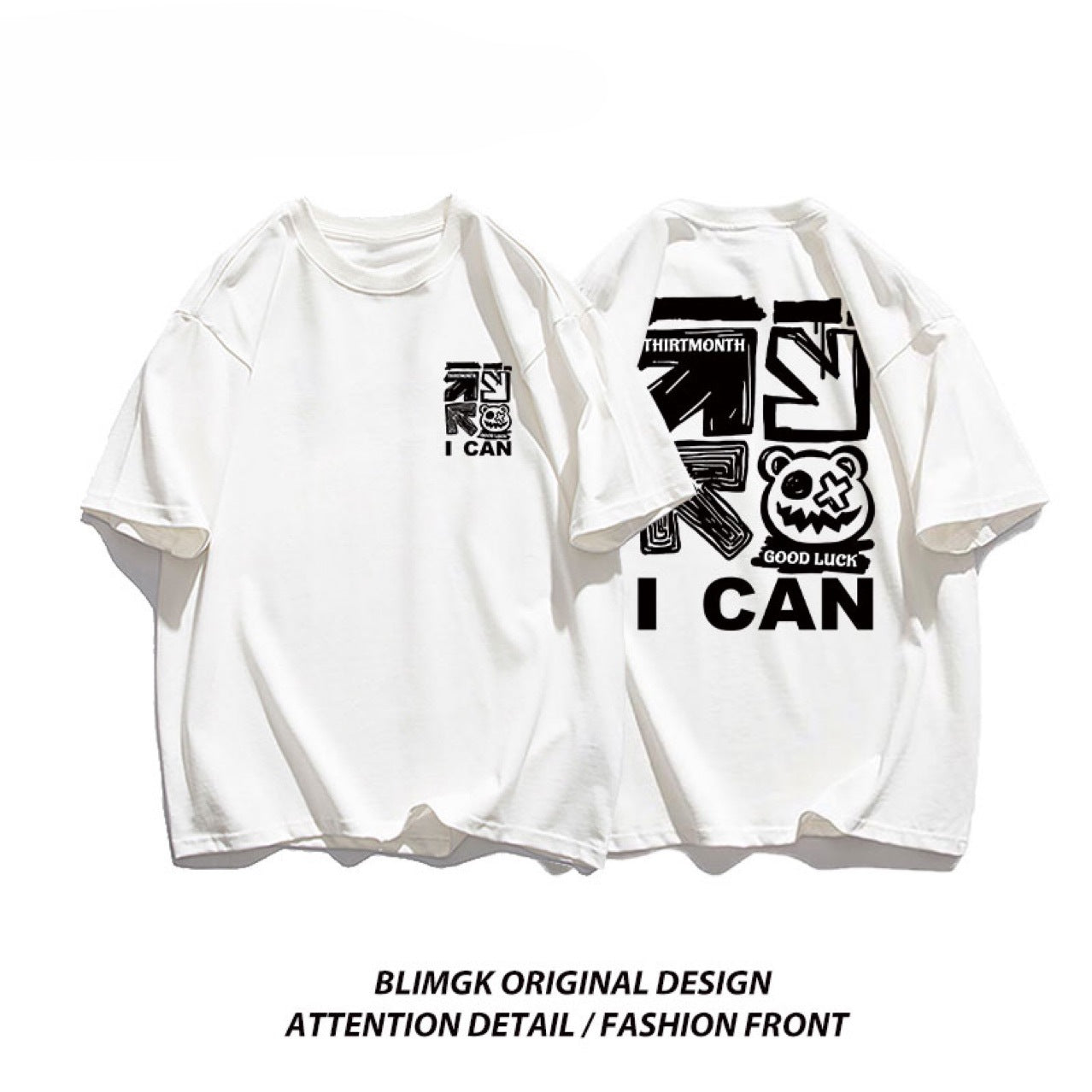 Hong Kong style heavy summer trend graffiti men's short-sleeved T-shirt unisex new casual design versatile top