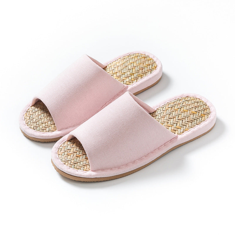夏季室內靜音日式棉麻馬蘭草編織藤編藤草竹編涼拖鞋