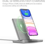 iOttie iON Wireless Duo 10W Stand + 10W Pad Qi-Certified Charger Compatible with iPhone and Samsung Galaxy | Includes Power Cable & Adapter | Light Grey