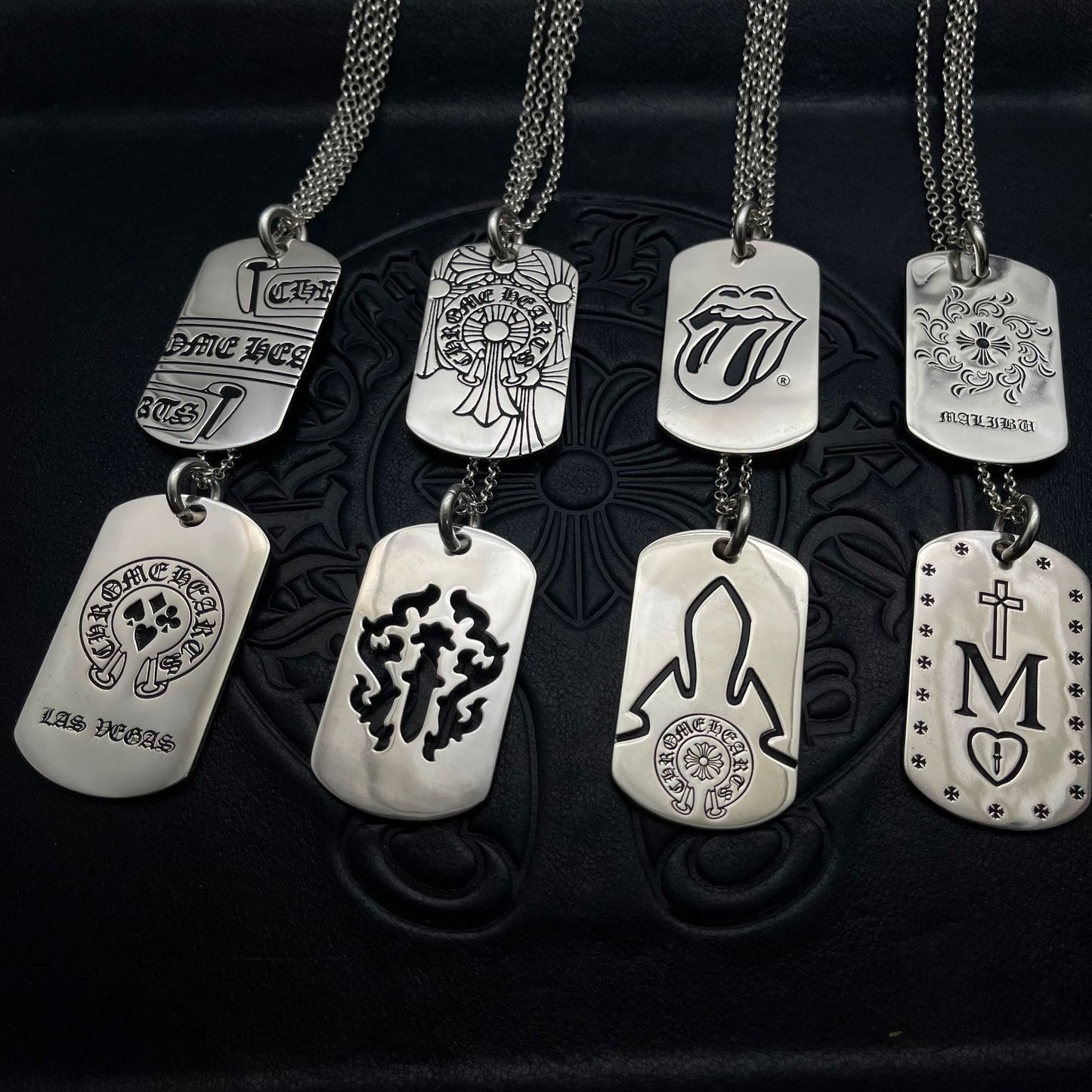 潮款泰銀復古大號軍牌吊牌項鍊合集高級感秋冬毛衣鏈十字架配飾