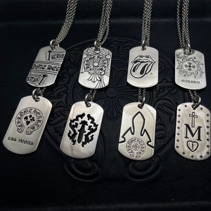 潮款泰銀復古大號軍牌吊牌項鍊合集高級感秋冬毛衣鏈十字架配飾