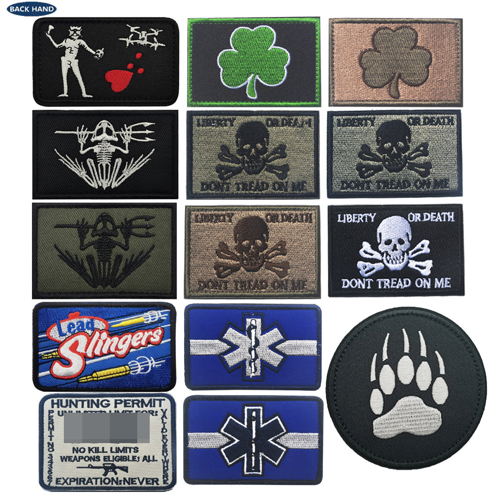 三叉戟蛙刺繡臂章網紅個性配飾戶外魔術貼徽章包貼章