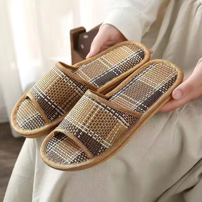 居家室內防滑竹編藤草拖鞋涼拖