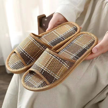 居家室內防滑竹編藤草拖鞋涼拖