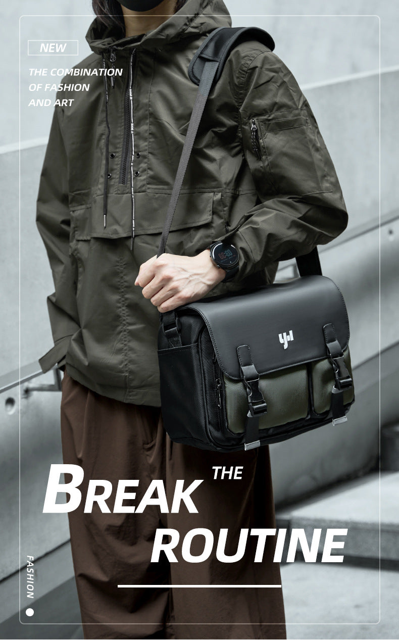 單反相機包斜挎包男士攝影包潮牌單肩包大容量休閒郵差包男斜背包