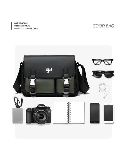 單反相機包斜挎包男士攝影包潮牌單肩包大容量休閒郵差包男斜背包