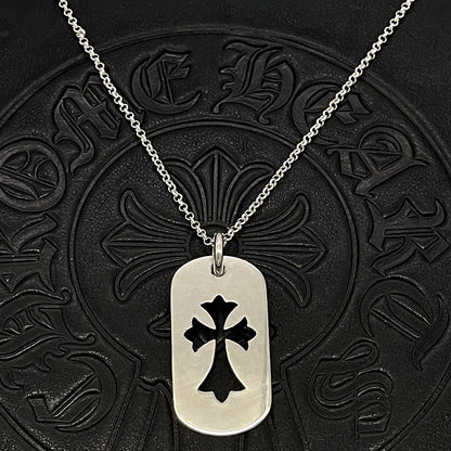 潮款泰銀復古大號軍牌吊牌項鍊合集高級感秋冬毛衣鏈十字架配飾