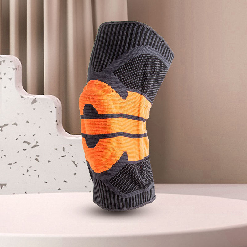 秋冬運動加壓矽膠透氣護膝戶外登山跑步籃球騎乘針織半月板護膝套