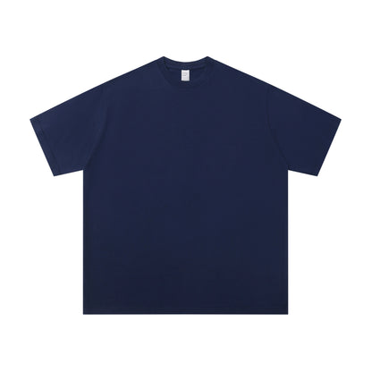 小領口落肩款男士純色短袖寬鬆休閒純棉上衣情侶打底衫