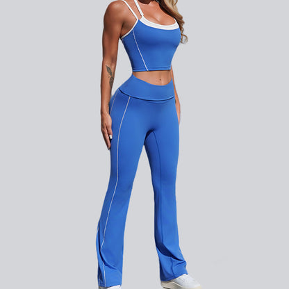 健身運動速乾百搭裸感吊帶掛脖美背瑜珈套裝兩件套