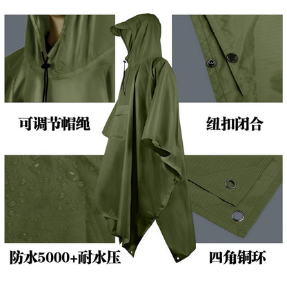 斗篷雨衣天幕多功能三合一地席背包登山戶外迷彩戰術連帽斗篷雨披