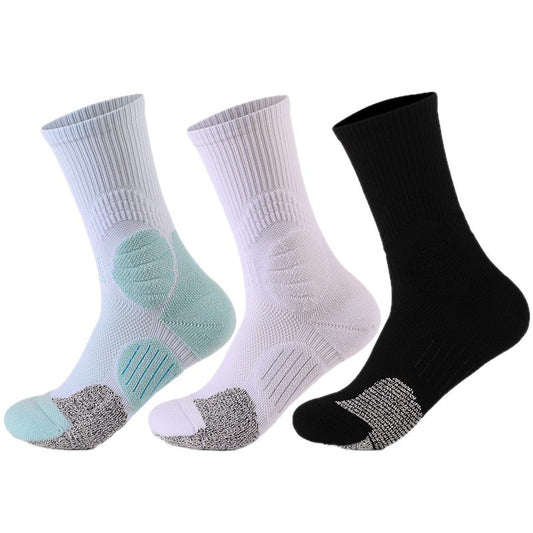 專業籃球襪防滑加厚緩震毛巾底中筒跑步襪透氣網眼男士運動襪