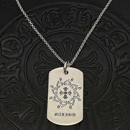 潮款泰銀復古大號軍牌吊牌項鍊合集高級感秋冬毛衣鏈十字架配飾