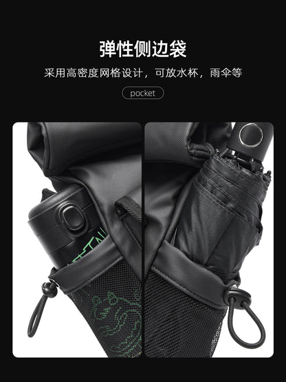 潮牌百搭大容量斜挎包男士機能騎行單肩包郵差包休閒包背包男