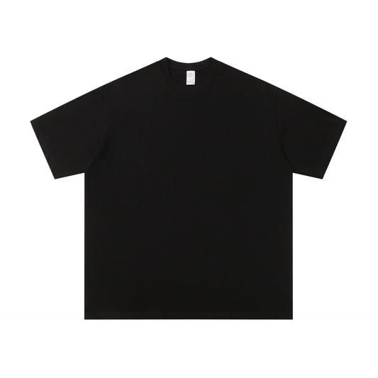 小領口落肩款男士純色短袖寬鬆休閒純棉上衣情侶打底衫