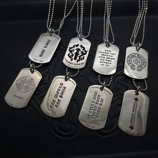 潮款泰銀復古大號軍牌吊牌項鍊合集高級感秋冬毛衣鏈十字架配飾