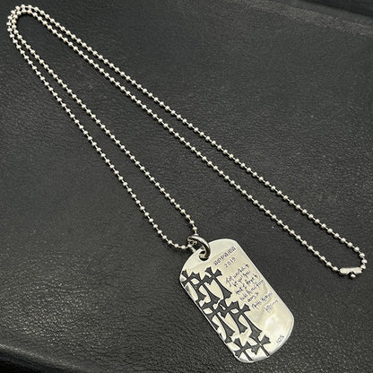 朋克嘻哈泰銀復古多十字架吊牌項鍊軍牌銘牌毛衣鏈高級感秋冬