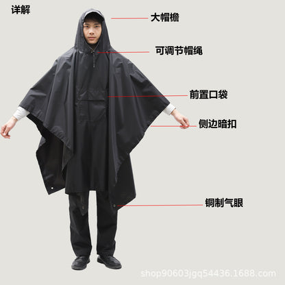 多功能三合一斗篷雨衣背包登山戶外迷彩戰術連帽斗篷雨披
