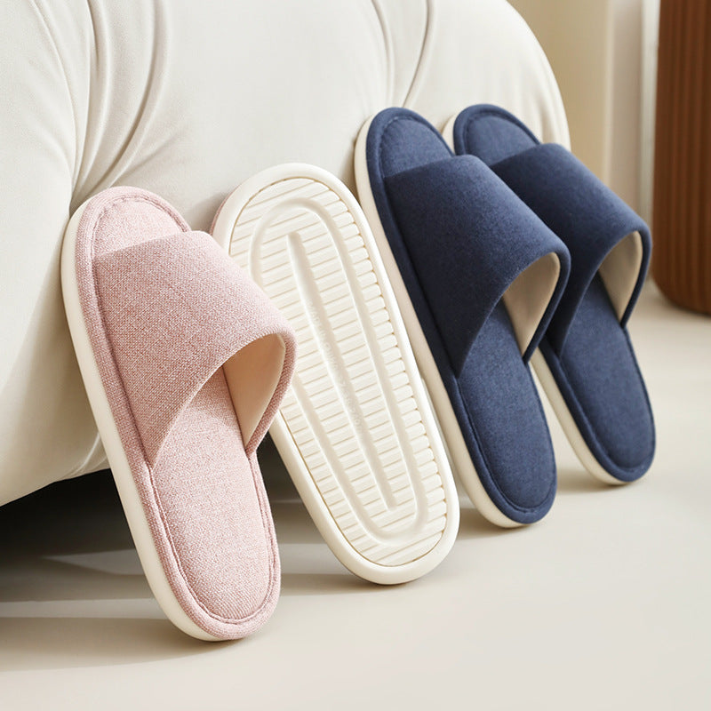 日式木地板四季無印棉麻亞麻布室內家居拖鞋