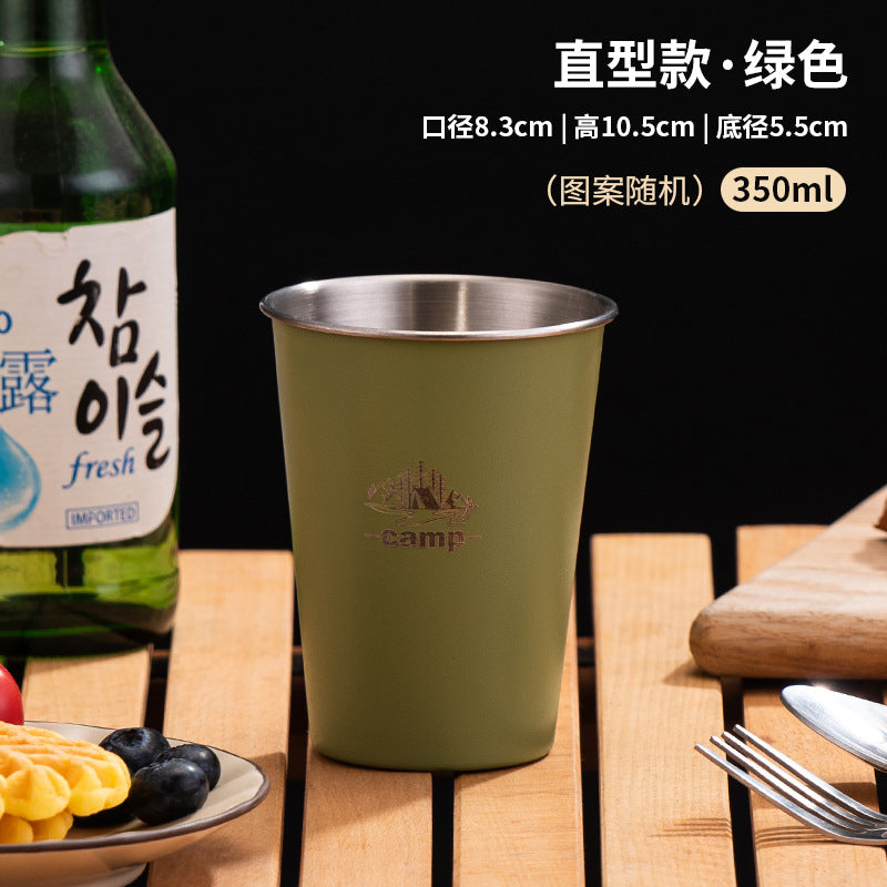 野營餐具單層咖啡304不銹鋼戶外杯子ins風簡約便攜露營杯