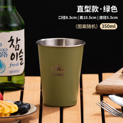 野營餐具單層咖啡304不銹鋼戶外杯子ins風簡約便攜露營杯