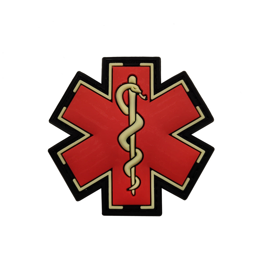 國際救援醫療急救紅十字章救援蛇刺繡PVC臂章魔術貼士氣章徽章