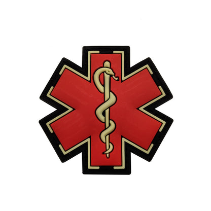 國際救援醫療急救紅十字章救援蛇刺繡PVC臂章魔術貼士氣章徽章