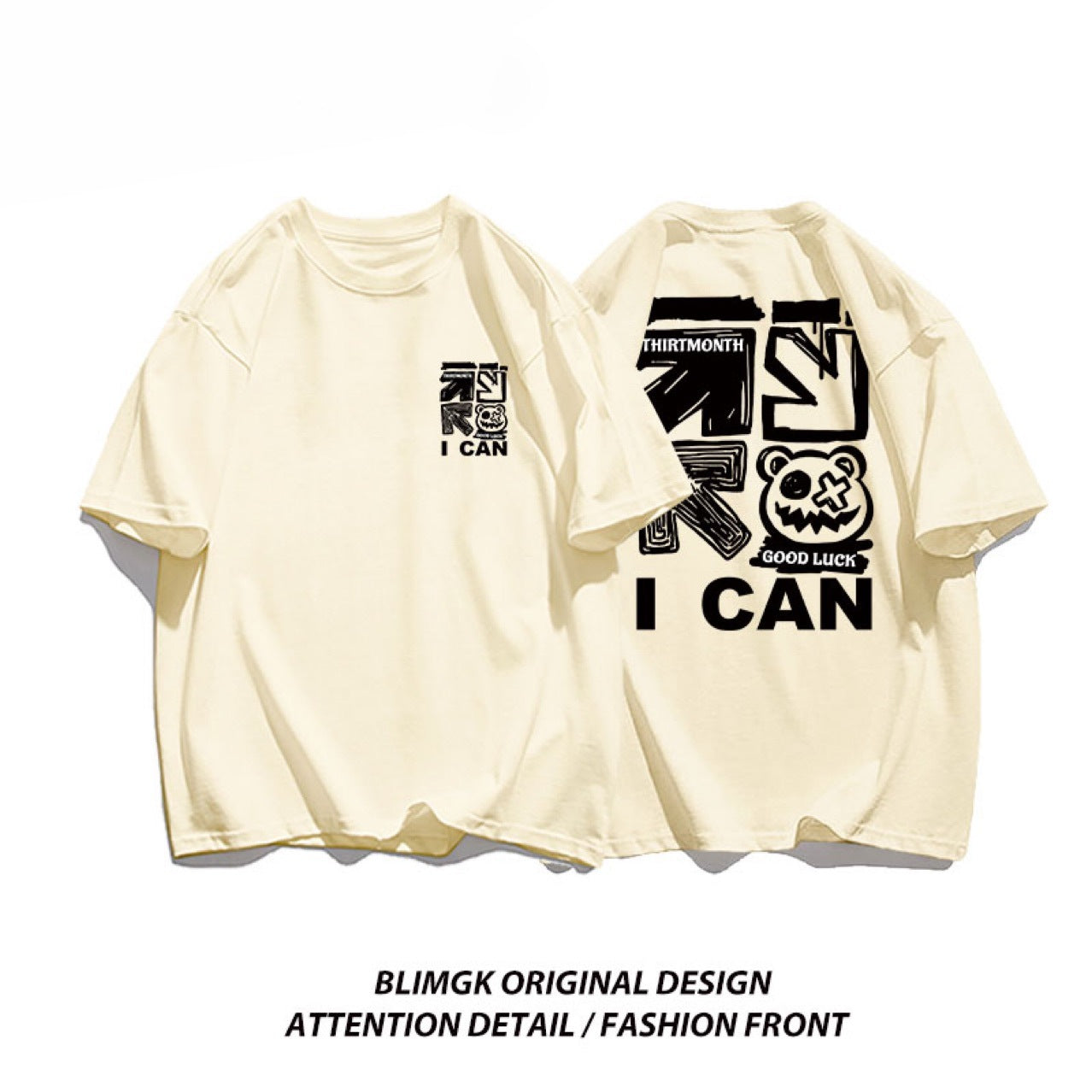 港風重磅夏季潮流塗鴉男士短袖T卹男女通用新款休閒設計百搭上衣