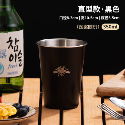 野營餐具單層咖啡304不銹鋼戶外杯子ins風簡約便攜露營杯