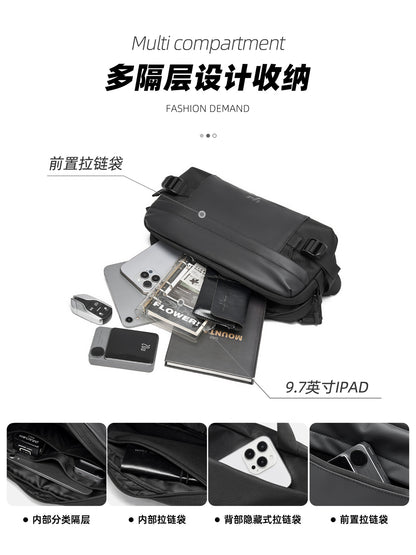 男士斜挎包百搭大容量多功能休閒胸包腰包輕便運動騎行單肩