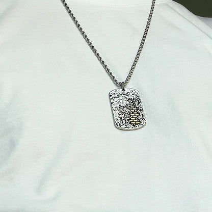 復古守護吊墜男潮軍牌輕奢小眾潮牌男項鍊個性潮流百搭項墜男