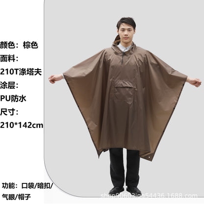 多功能三合一斗篷雨衣背包登山戶外迷彩戰術連帽斗篷雨披