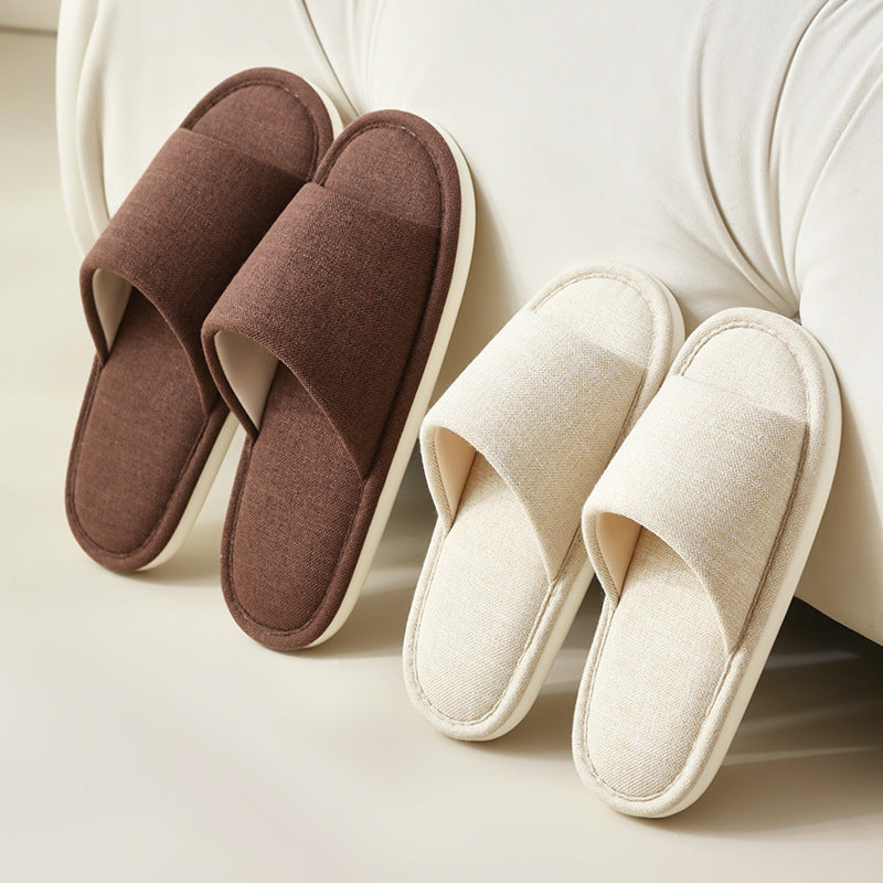 日式木地板四季無印棉麻亞麻布室內家居拖鞋