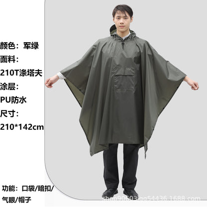 多功能三合一斗篷雨衣背包登山戶外迷彩戰術連帽斗篷雨披
