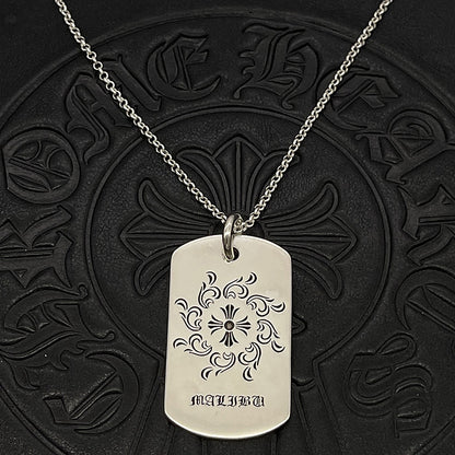 潮款大號太陽花軍牌吊墜項鍊歐美男女款泰銀毛衣鏈朋克