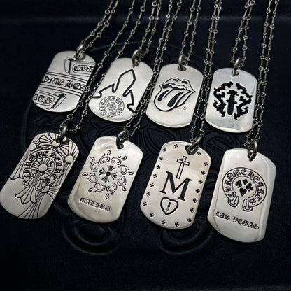 潮款泰銀復古大號軍牌吊牌項鍊合集高級感秋冬毛衣鏈十字架配飾