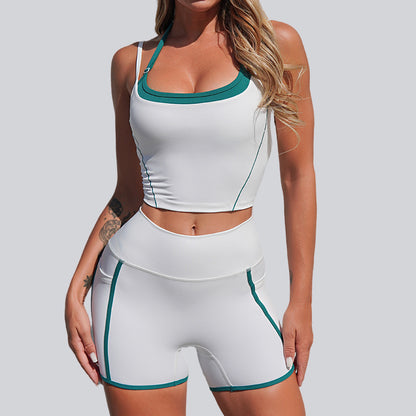 健身運動速乾百搭裸感吊帶掛脖美背瑜珈套裝兩件套