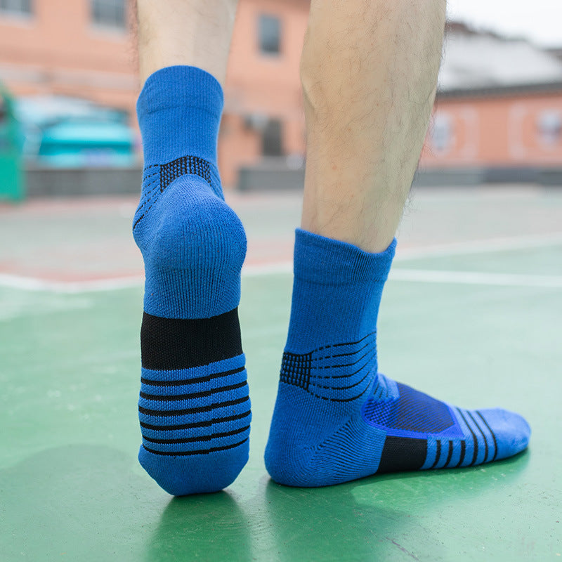 運動襪加厚中筒毛巾底減震防摩擦籃球襪戶外訓練網眼吸汗防臭襪子