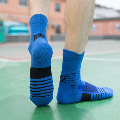 運動襪加厚中筒毛巾底減震防摩擦籃球襪戶外訓練網眼吸汗防臭襪子
