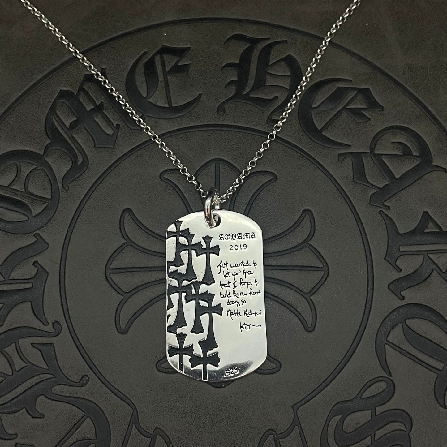 潮款泰銀復古大號軍牌吊牌項鍊合集高級感秋冬毛衣鏈十字架配飾