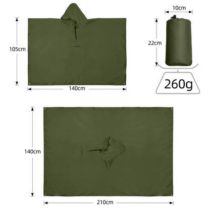 斗篷雨衣天幕多功能三合一地席背包登山戶外迷彩戰術連帽斗篷雨披