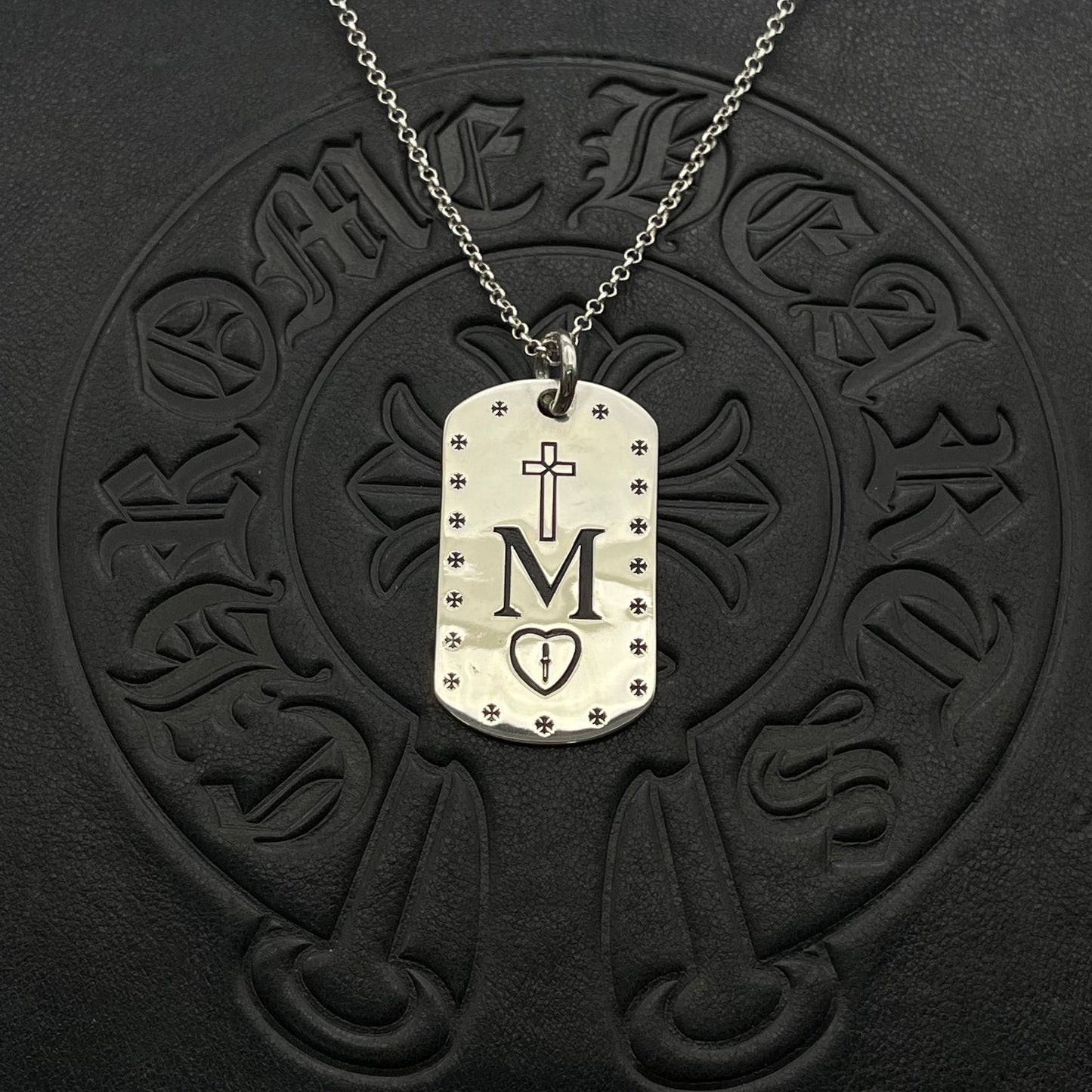 潮款泰銀復古大號軍牌吊牌項鍊合集高級感秋冬毛衣鏈十字架配飾