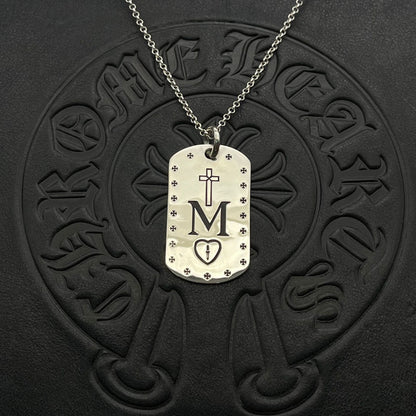 潮款泰銀復古大號軍牌吊牌項鍊合集高級感秋冬毛衣鏈十字架配飾