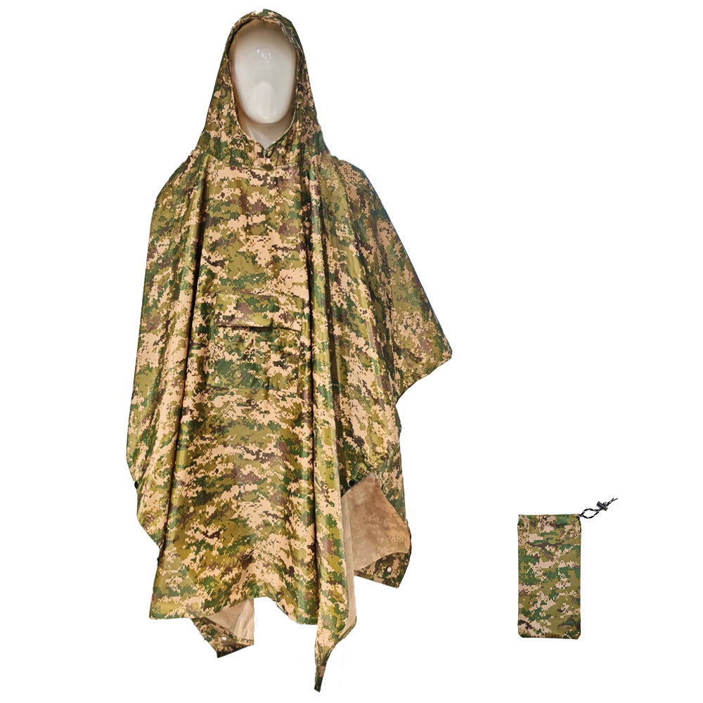 斗篷雨衣天幕多功能三合一地席背包登山戶外迷彩戰術連帽斗篷雨披